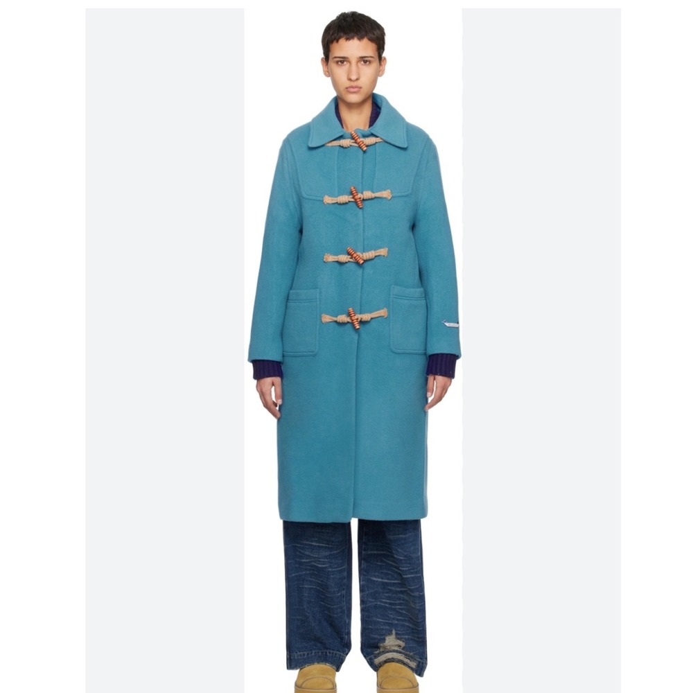 ADER‎ error Women's Blue Toggle Duffle Coat Wool Blend Long Streetwear- Size XL